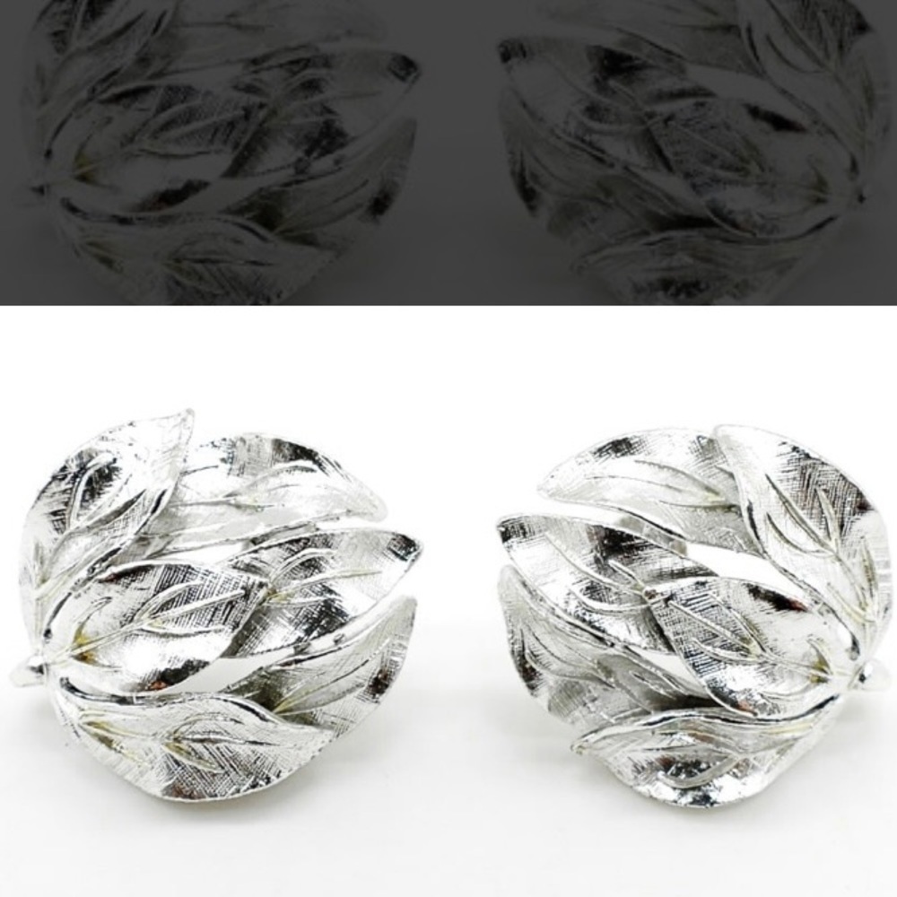 Lisner Silver Tone Leaf Earrings - image 1